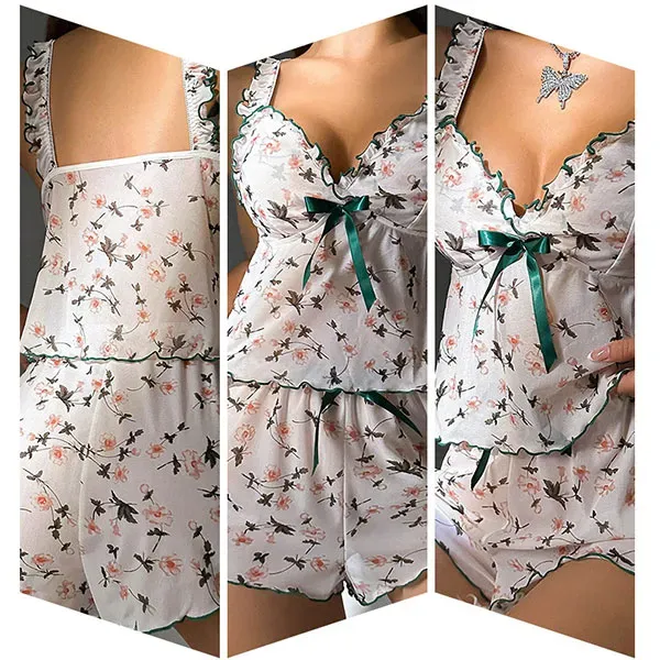 Floral Print Sleeveless Two-Piece Sleepwear