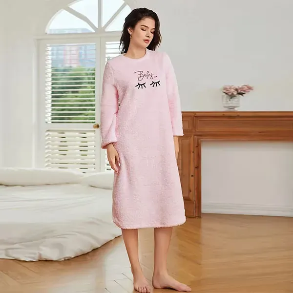 Cozy Fleece Round Neck Long Sleeve Pajamas