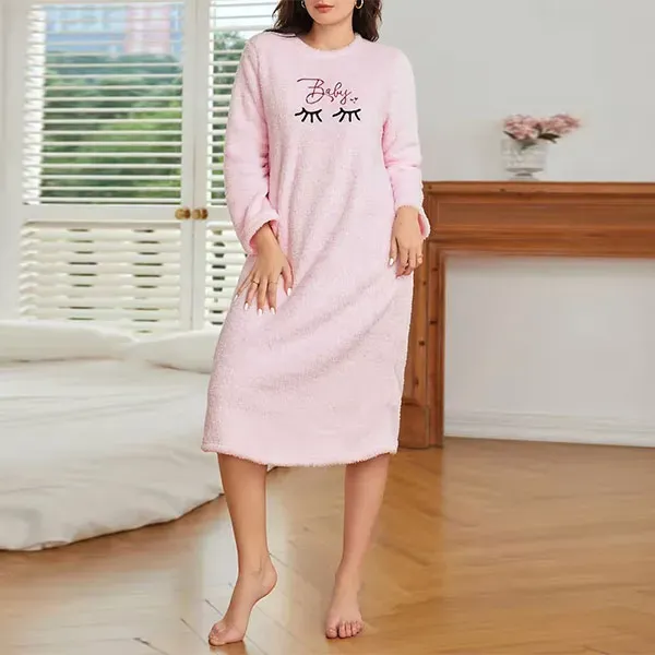 Cozy Fleece Round Neck Long Sleeve Pajamas