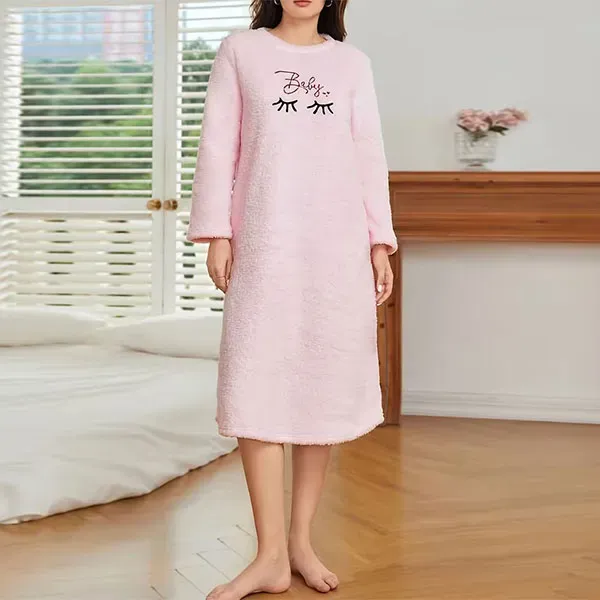 Cozy Fleece Round Neck Long Sleeve Pajamas