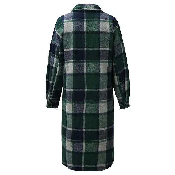 Cozy Plaid Pattern Longline Coat