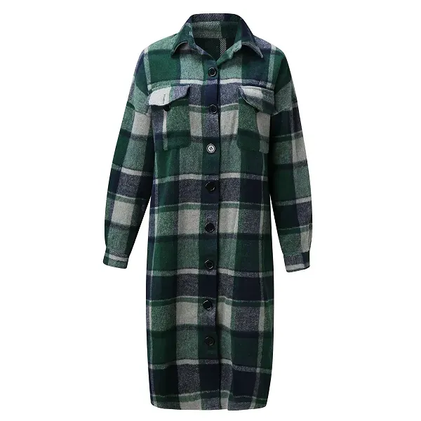 Cozy Plaid Pattern Longline Coat