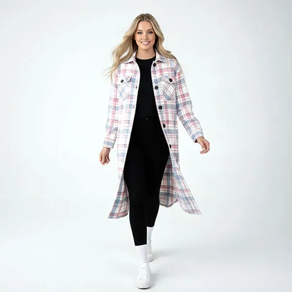 Cozy Plaid Button-Up Shirt Jacket