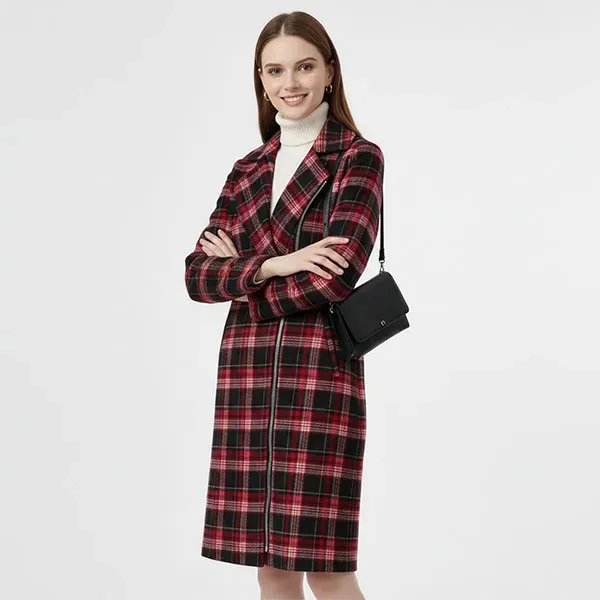 Cozy Plaid Pattern Zipper Coat