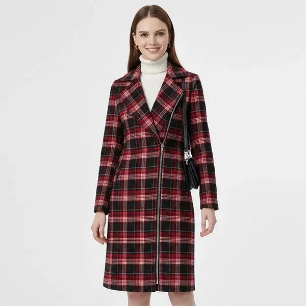 Cozy Plaid Pattern Zipper Coat