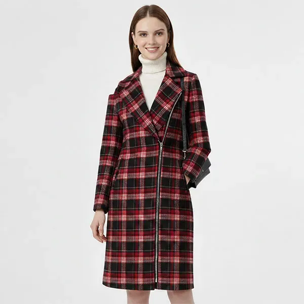 Cozy Plaid Pattern Zipper Coat