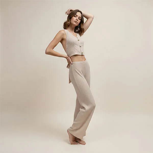 Chic Halter Neck Wide Leg Two-Piece Set