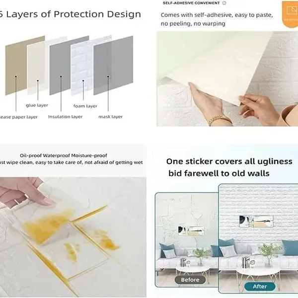 3D White Brick Foam Wall Sticker