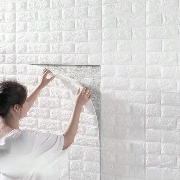 3D White Brick Foam Wall Sticker