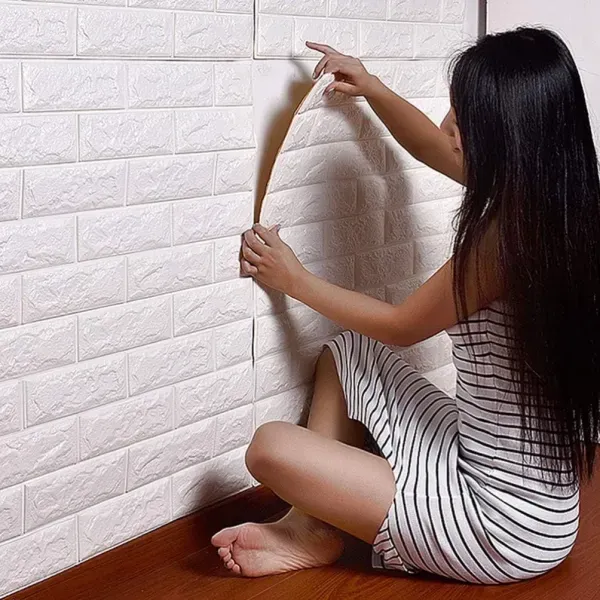 3D White Brick Foam Wall Sticker