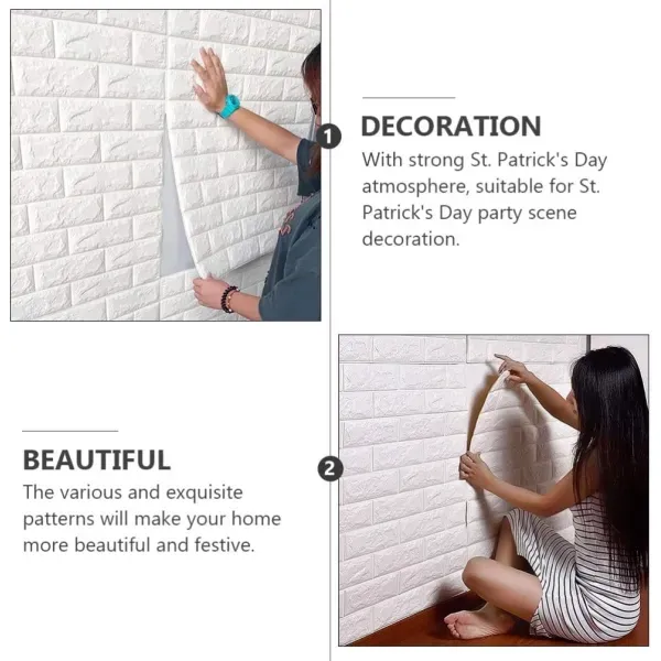 3D White Brick Foam Wall Sticker