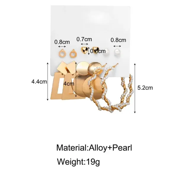 6 Pairs Chic Gold Plated Earring Set