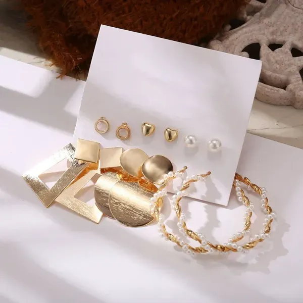 6 Pairs Chic Gold Plated Earring Set