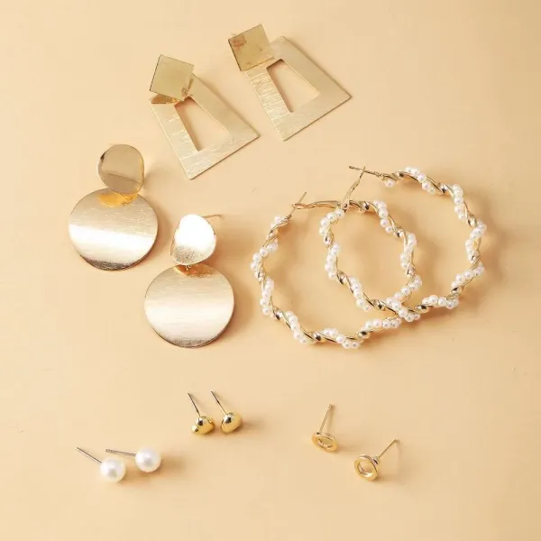 6 Pairs Chic Gold Plated Earring Set