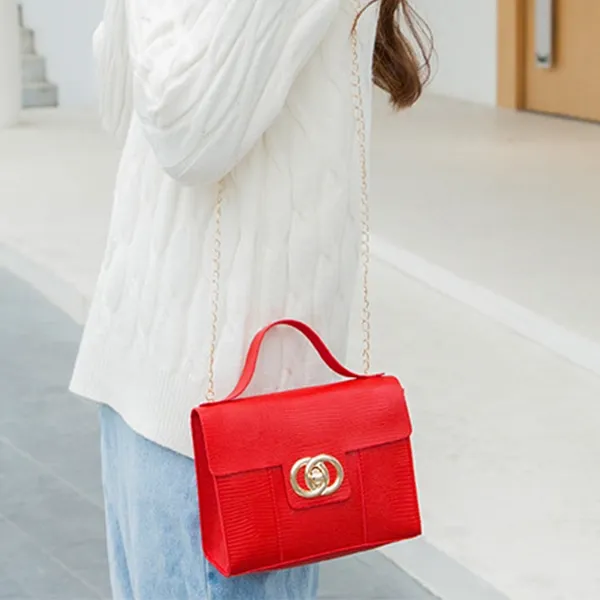 Elegant Red Crossbody Bag with Gold Clasp | Dorbe UAE