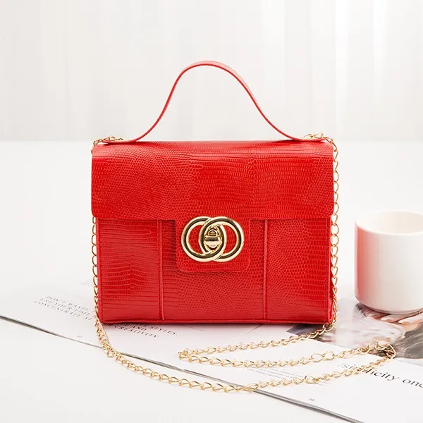 Thumbnail of Elegant Red Crossbody Bag with Gold Clasp | Dorbe UAE