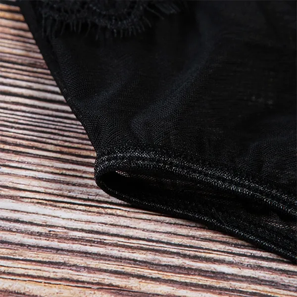 Textured Lace Sheer Sleeve Bodysuit