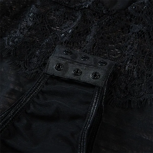Textured Lace Sheer Sleeve Bodysuit
