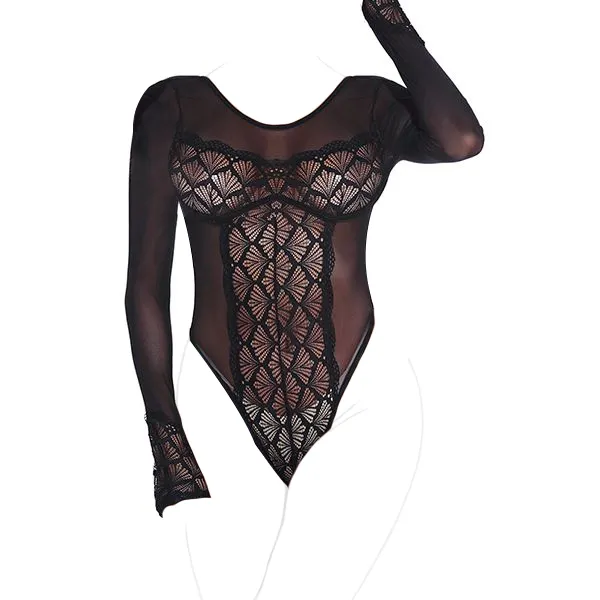 Chiffon Slim Fit Lingerie Bodysuit
