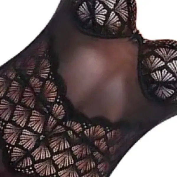 Black Hollow Strap Slim Fit Bodysuit