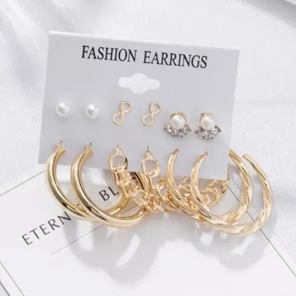 6 Pairs Bohemian Pearl Earring Set