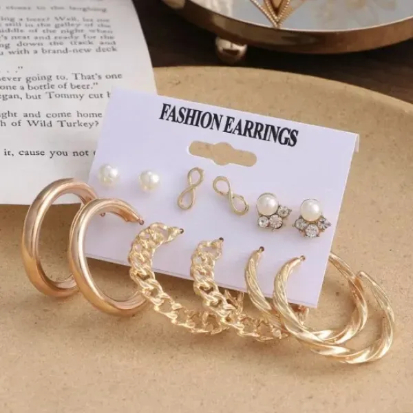 6 Pairs Bohemian Pearl Earring Set