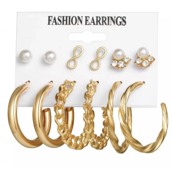 6 Pairs Bohemian Pearl Earring Set