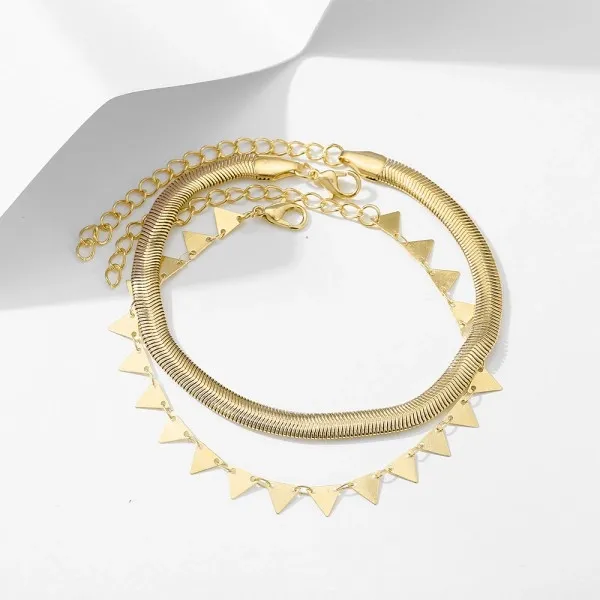 Elegant Double Layer Chain Anklet Set