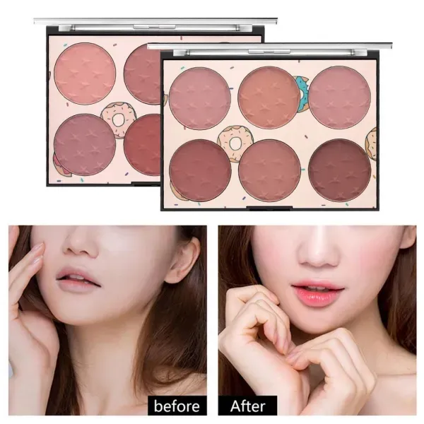 Miss Rose 6 Colors Blush Glow Kit - Natural Cheek Palette