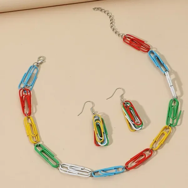 Colorful Gem Choker Necklace Set