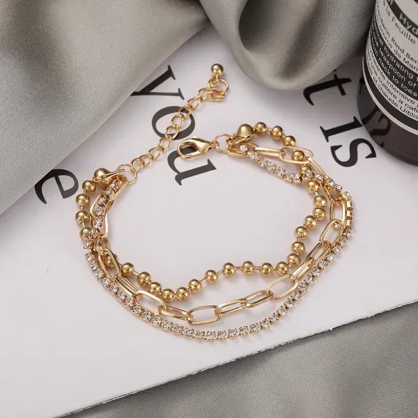 Golden Crystal Braided Chain Anklet