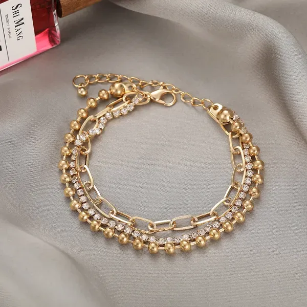 Golden Crystal Braided Chain Anklet