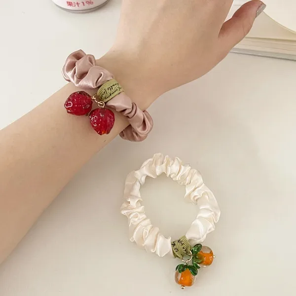 Ruffled Rhinestone Canvas Elastic Bracelet