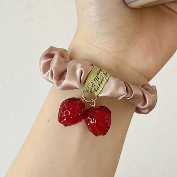 Ruffled Rhinestone Canvas Elastic Bracelet