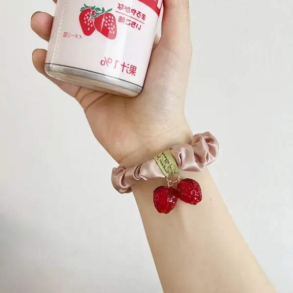 Ruffled Rhinestone Canvas Elastic Bracelet