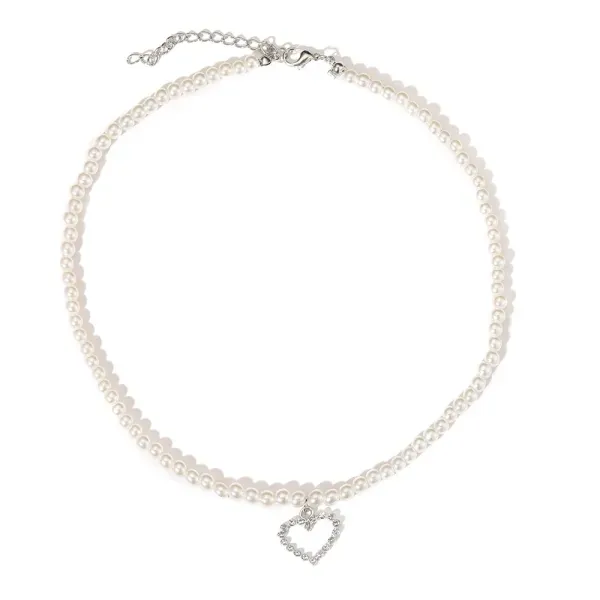 Elegant Pearl Heart Pendant Necklace