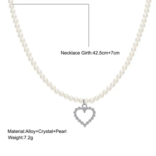 Elegant Pearl Heart Pendant Necklace
