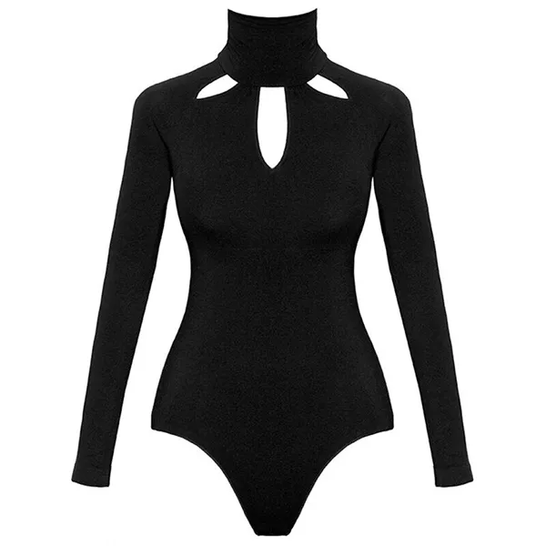 Black Slim Fit O-Neck Bodysuit