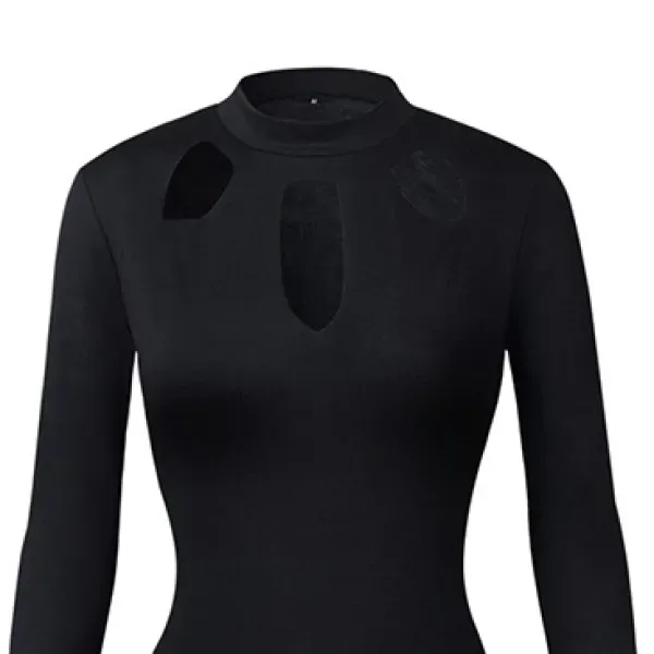 Black Slim Fit O-Neck Bodysuit