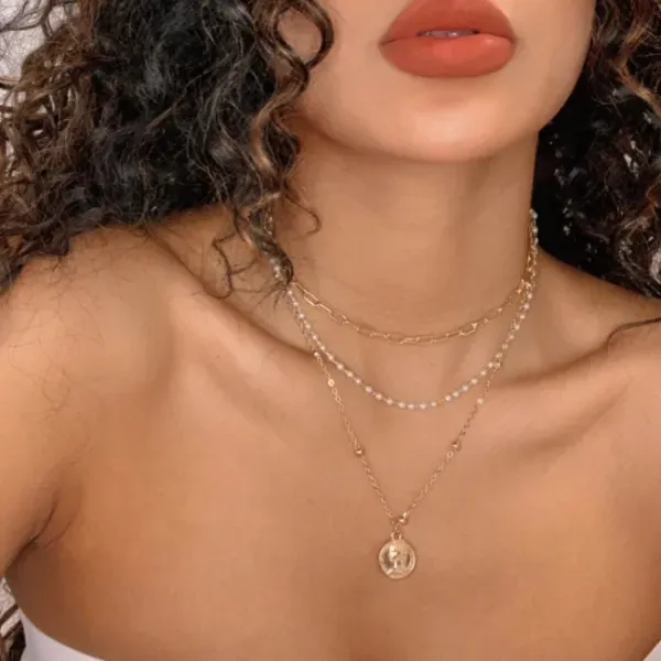 Golden Braided Pearl Elegant Necklace