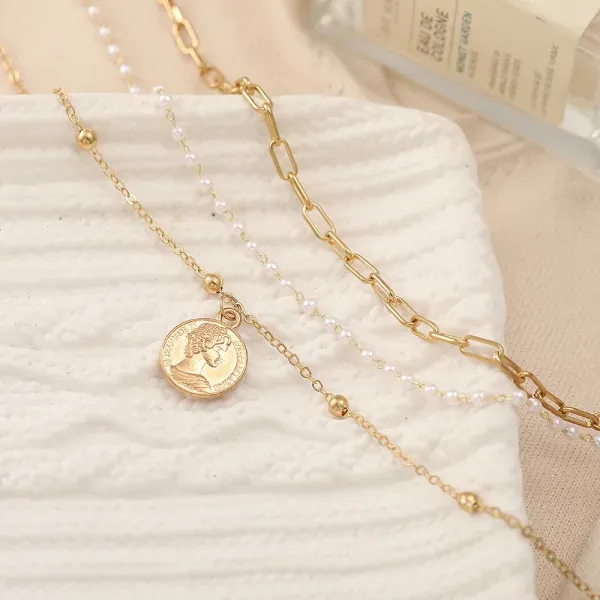 Golden Braided Pearl Elegant Necklace