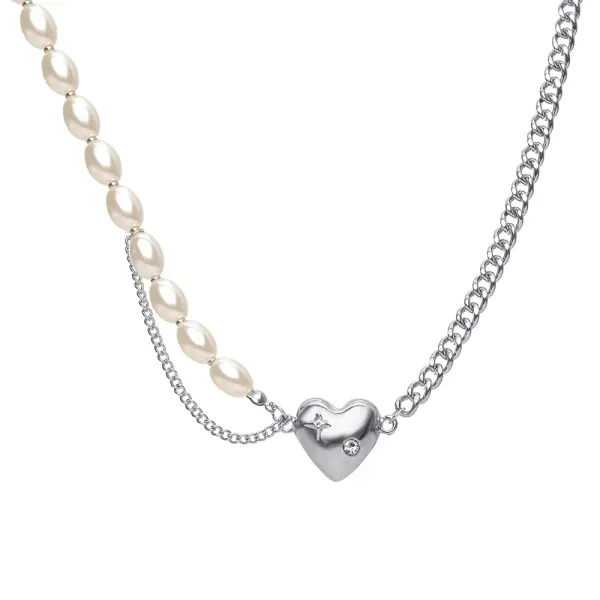 Silver Rhinestone Braided Necklace