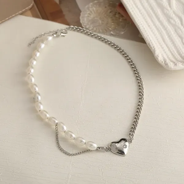 Silver Rhinestone Braided Necklace
