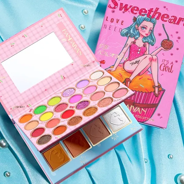 Glittery Multi Color Eyeshadow Palette Oil Free Full Coverage Foldable