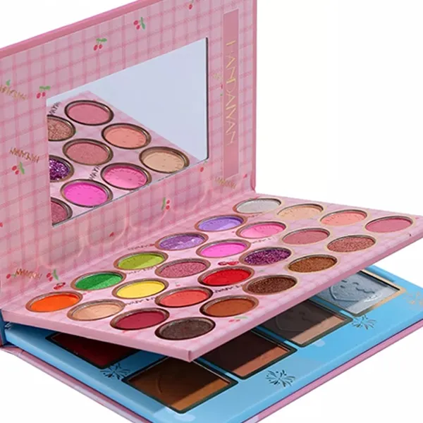 Glittery Multi Color Eyeshadow Palette Oil Free Full Coverage Foldable