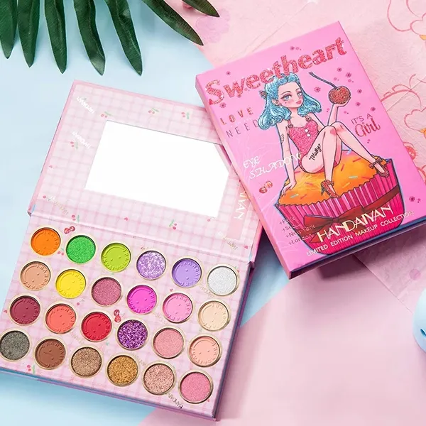 Glittery Multi Color Eyeshadow Palette Oil Free Full Coverage Foldable