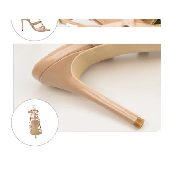 Thumbnail of Stylish Red Studded High Heels - Glamorous Stiletto Sandals