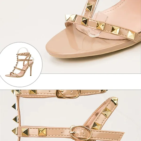 Thumbnail of Stylish Red Studded High Heels - Glamorous Stiletto Sandals