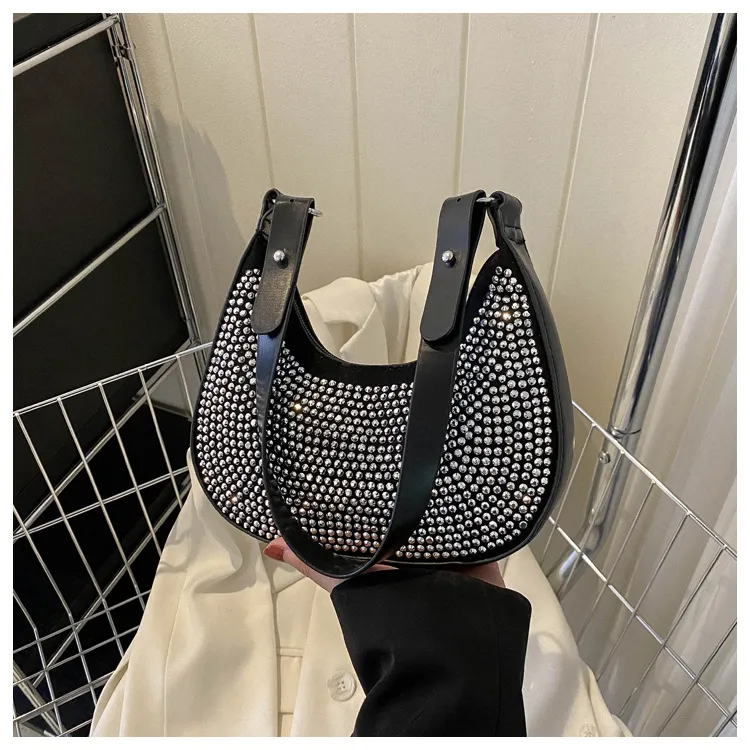 Black PU Leather Dot Pattern Bag