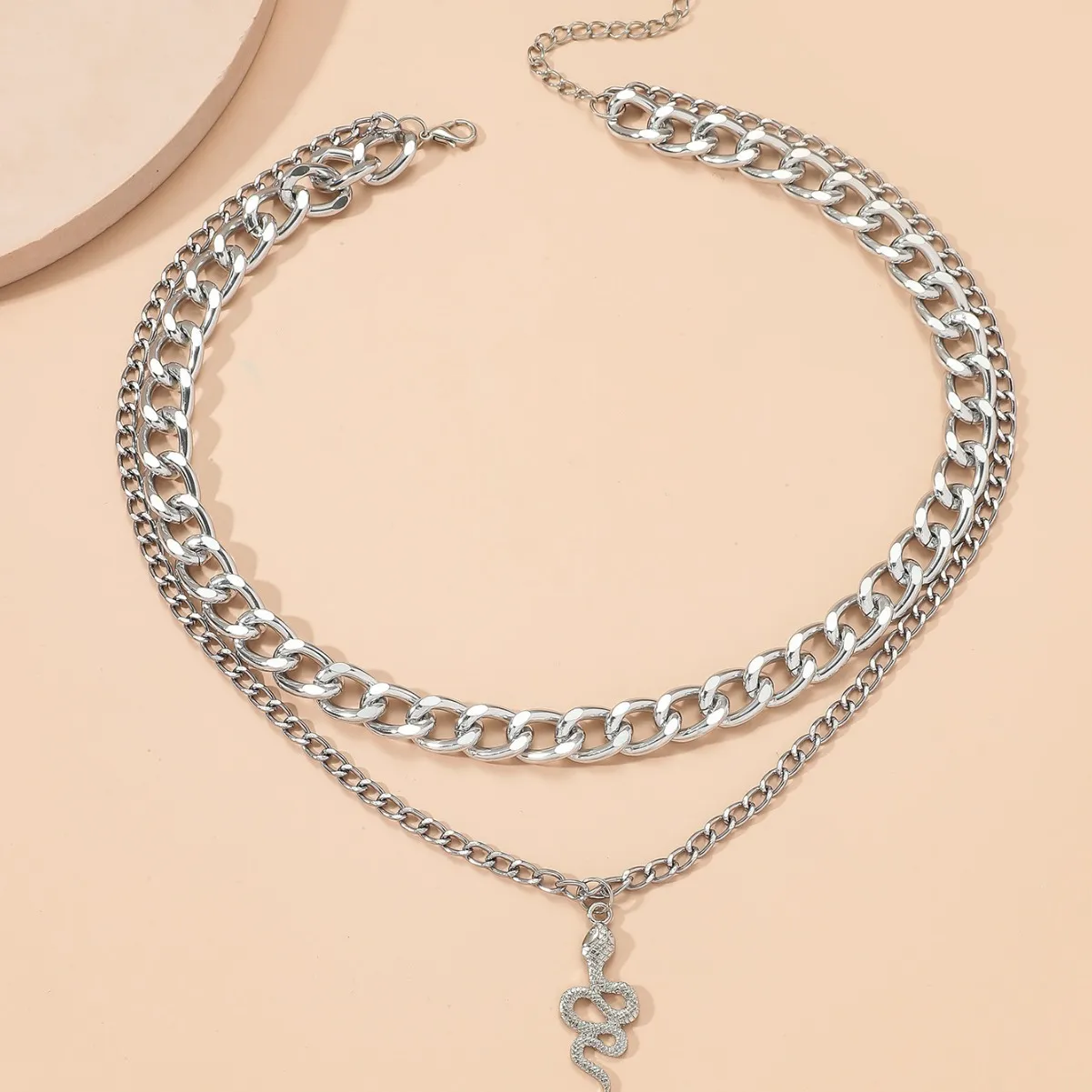 Shimmering Silver Braided Hook Necklace